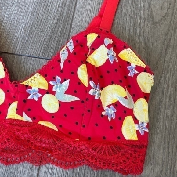 Free People Mari Printed Bralette In Red Combo Size Small - Picture 2 of 13
